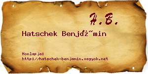 Hatschek Benjámin névjegykártya